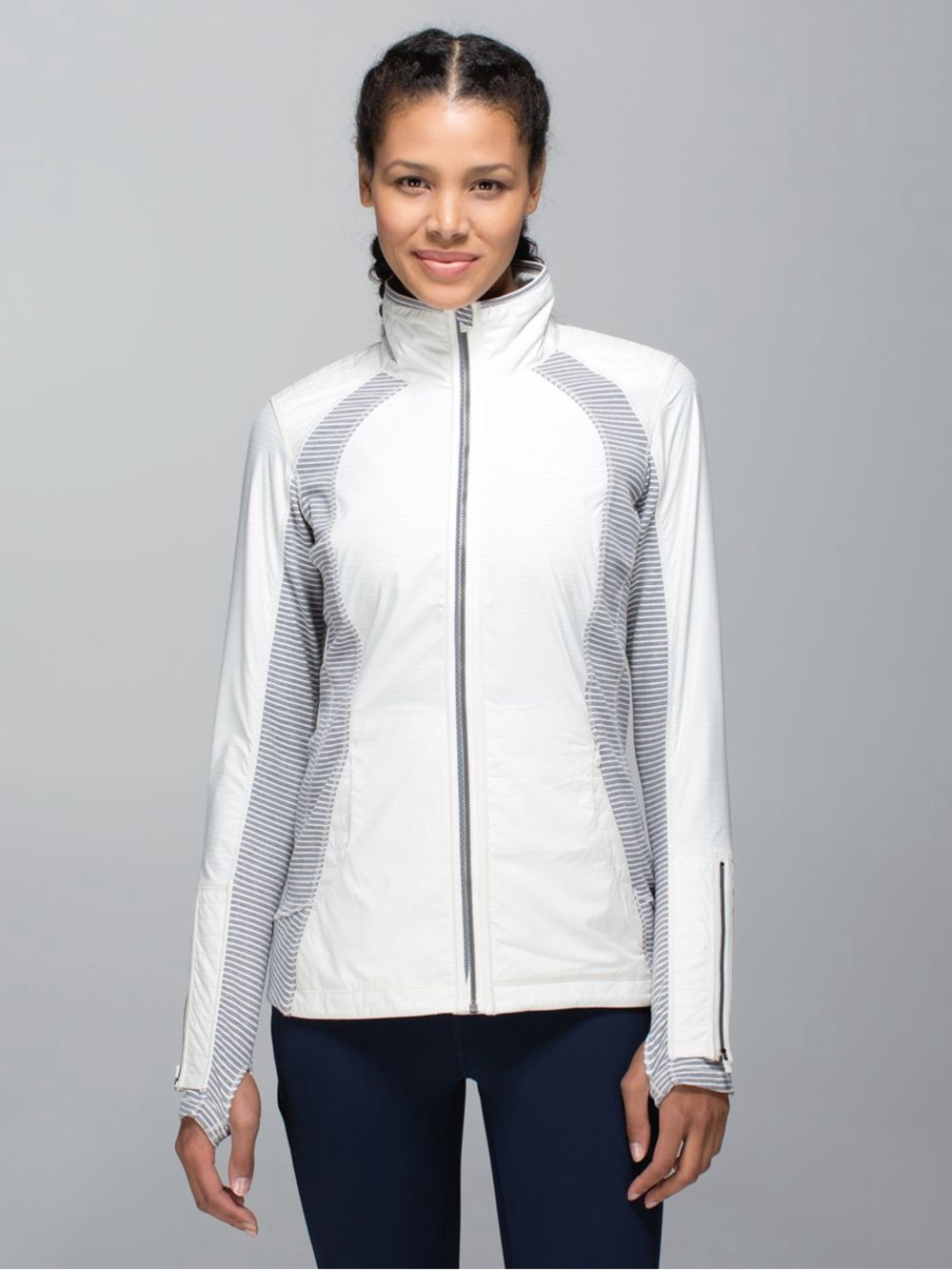 Lululemon Ladies Rebel Runner Jacket. Size 8. Ghost-Hyper Stripe Heathered Slate